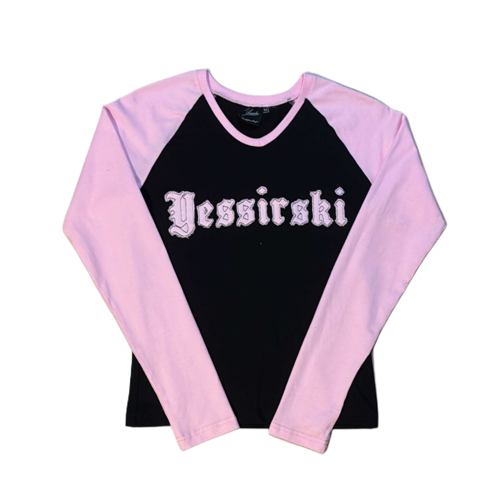 "Yessirskiii" PINK/BLACK WOMAN LONGSLEEVE (Women's longsleeve with applique)