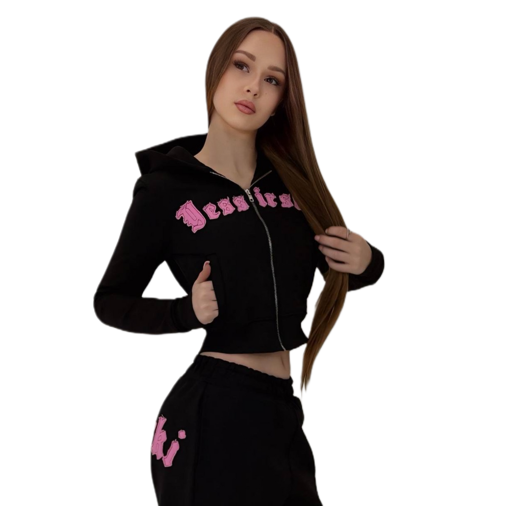 "Yessirskiii" WMN BLACK ZIP HOODIE