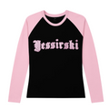 "Yessirskiii" PINK/BLACK WOMAN LONGSLEEVE (Women's longsleeve with applique)