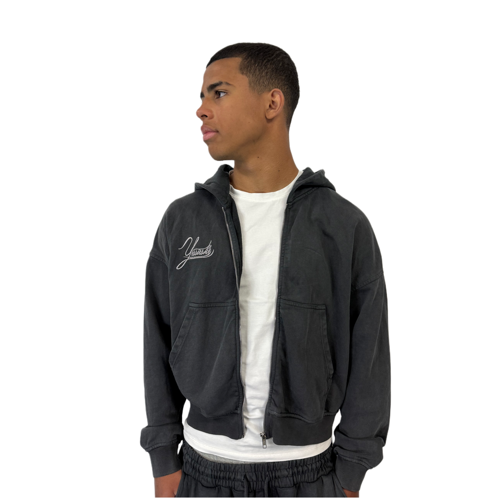 WASHED BASIC ZIP HOODIE