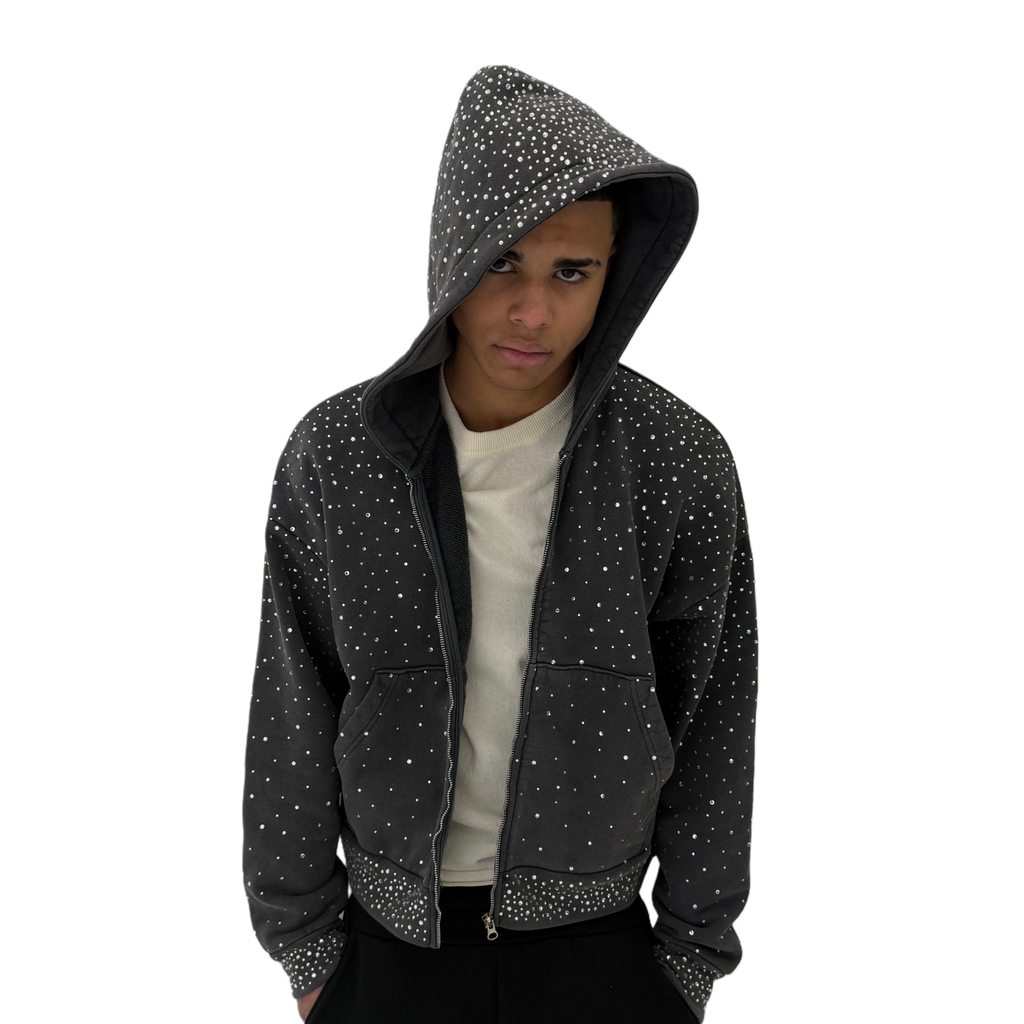 RHINESTONE ZIP HOODIE 
