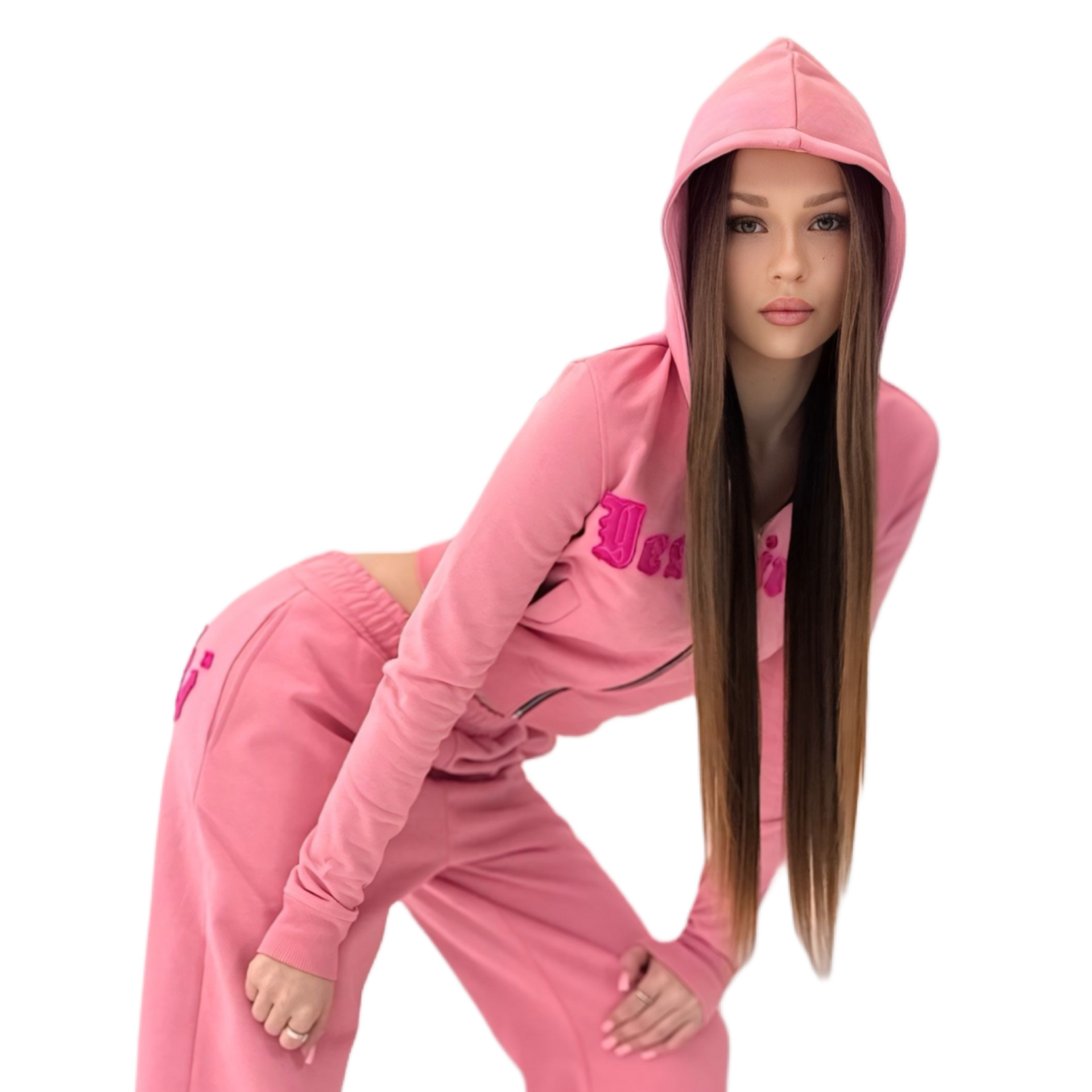 "Yessirskiii" WMN PINK ZIP HOODIE