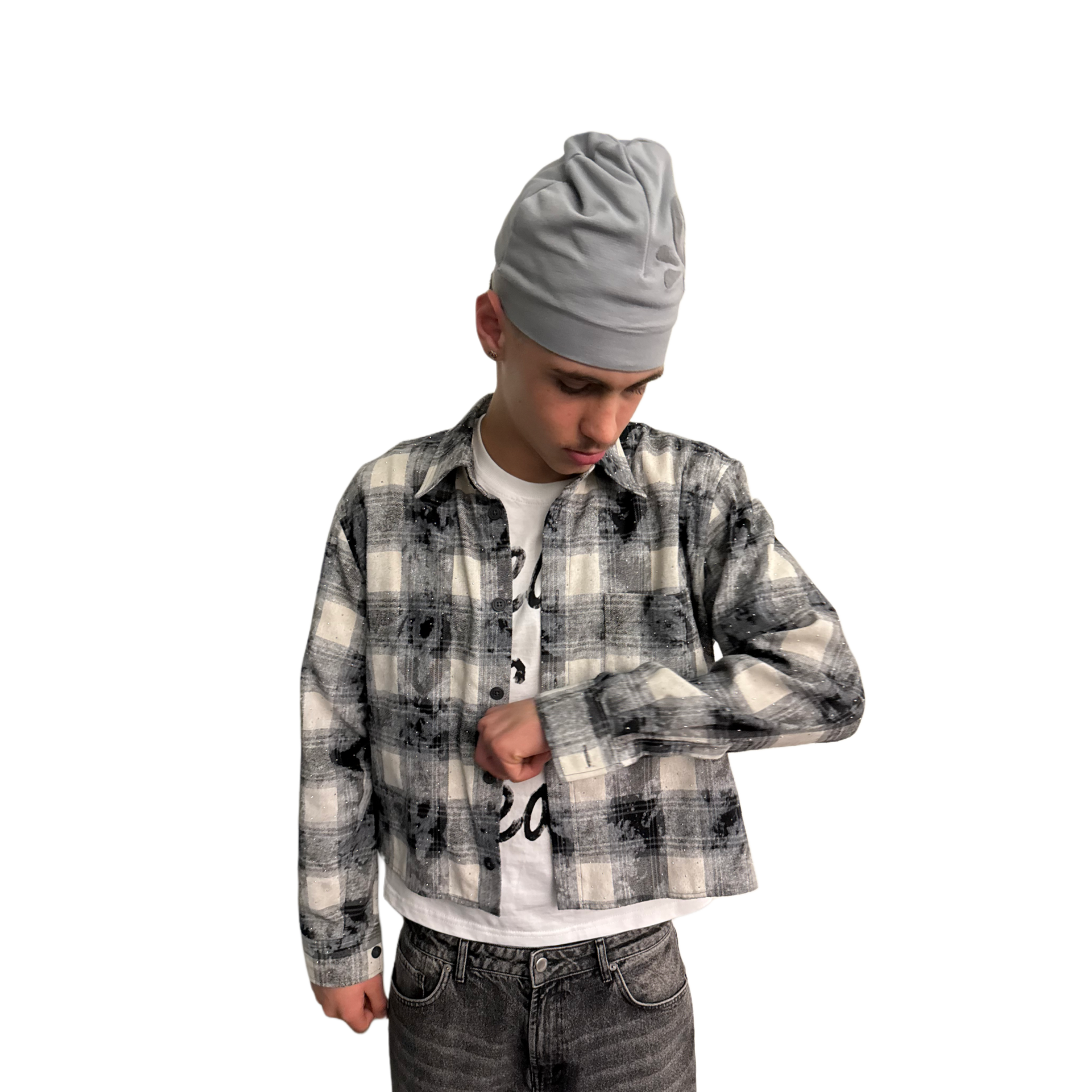 RHINESTONE BLACK FLANNEL